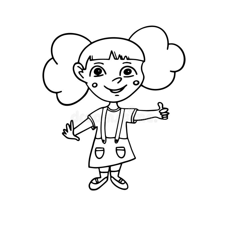 Kids cartoon clipart set for activity coloring book t shirt print icon logo label patch or sticker stock vector