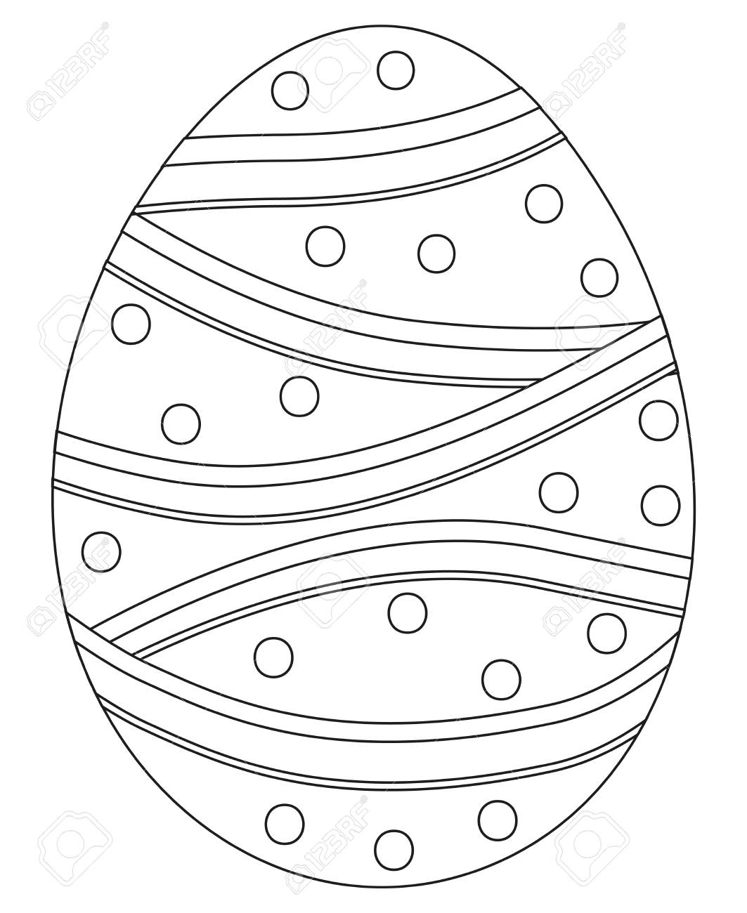 Black and white easter egg poster coloring book page for adults and kids holiday vector illustration for gift card certificate banner sticker badge sign stamp icon label royalty free svg cliparts vectors