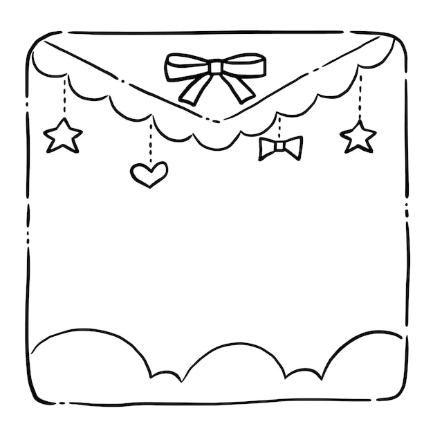 Premium vector frame cartoon animal cute kawaii doodle coloring page drawing illustration clip art manga anime
