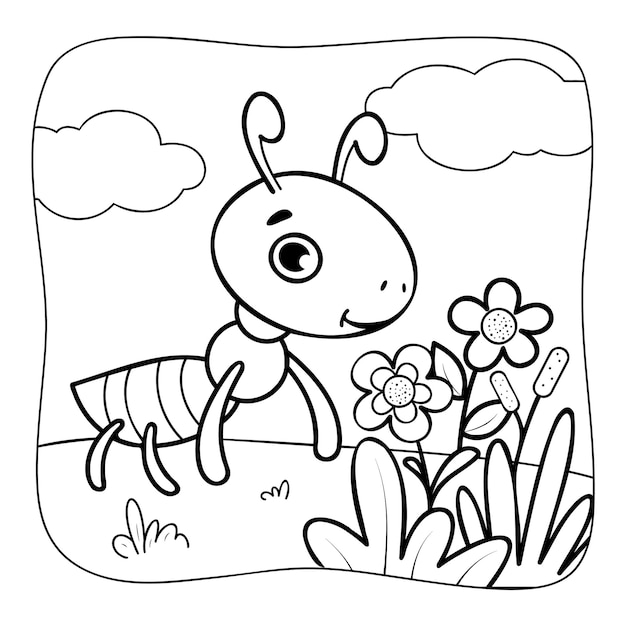 Premium vector giraffe black and white coloring book or coloring page for kids nature background