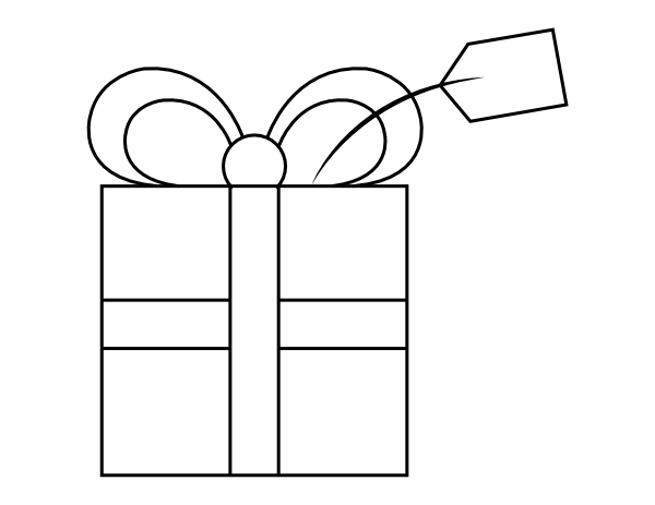 Printable christmas gift with tag coloring page