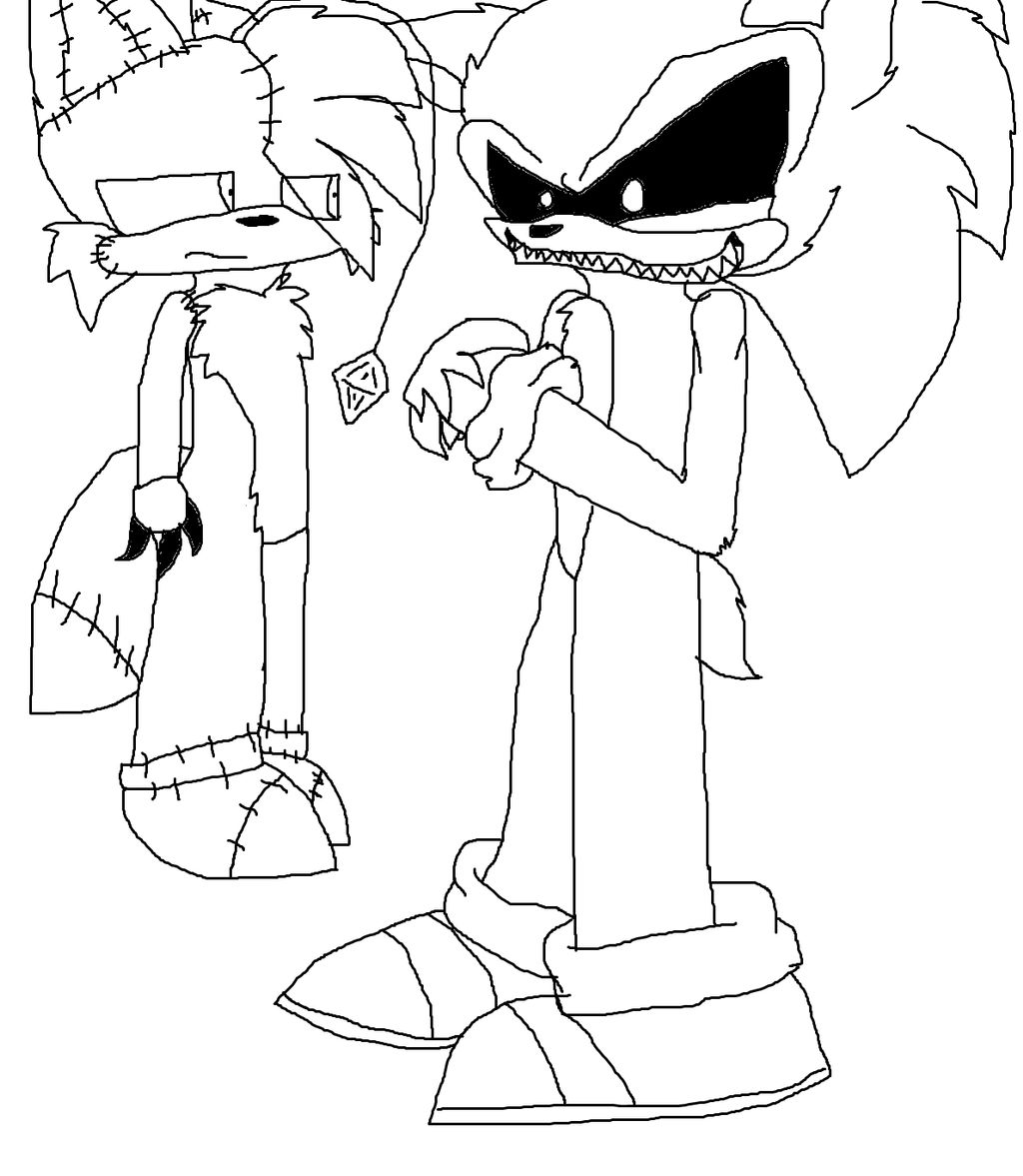 Sonicexe and tails doll outline by ask