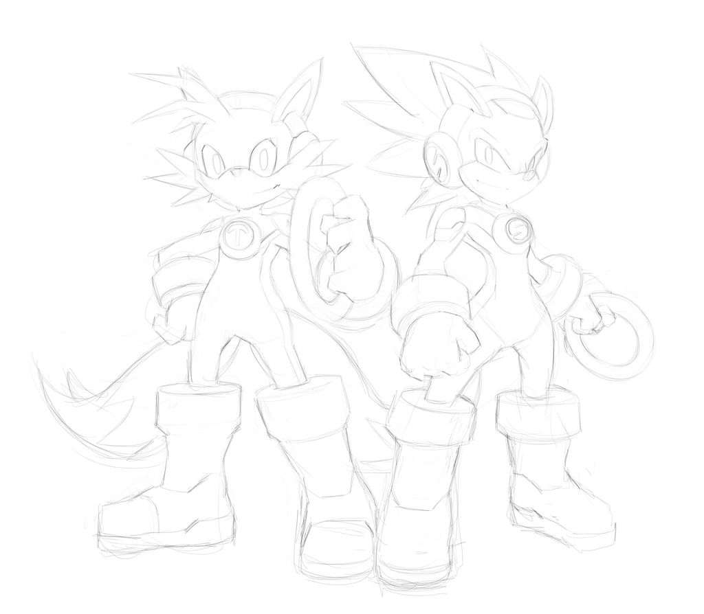 Tailsexe and sonicexe sketch by furryishart on