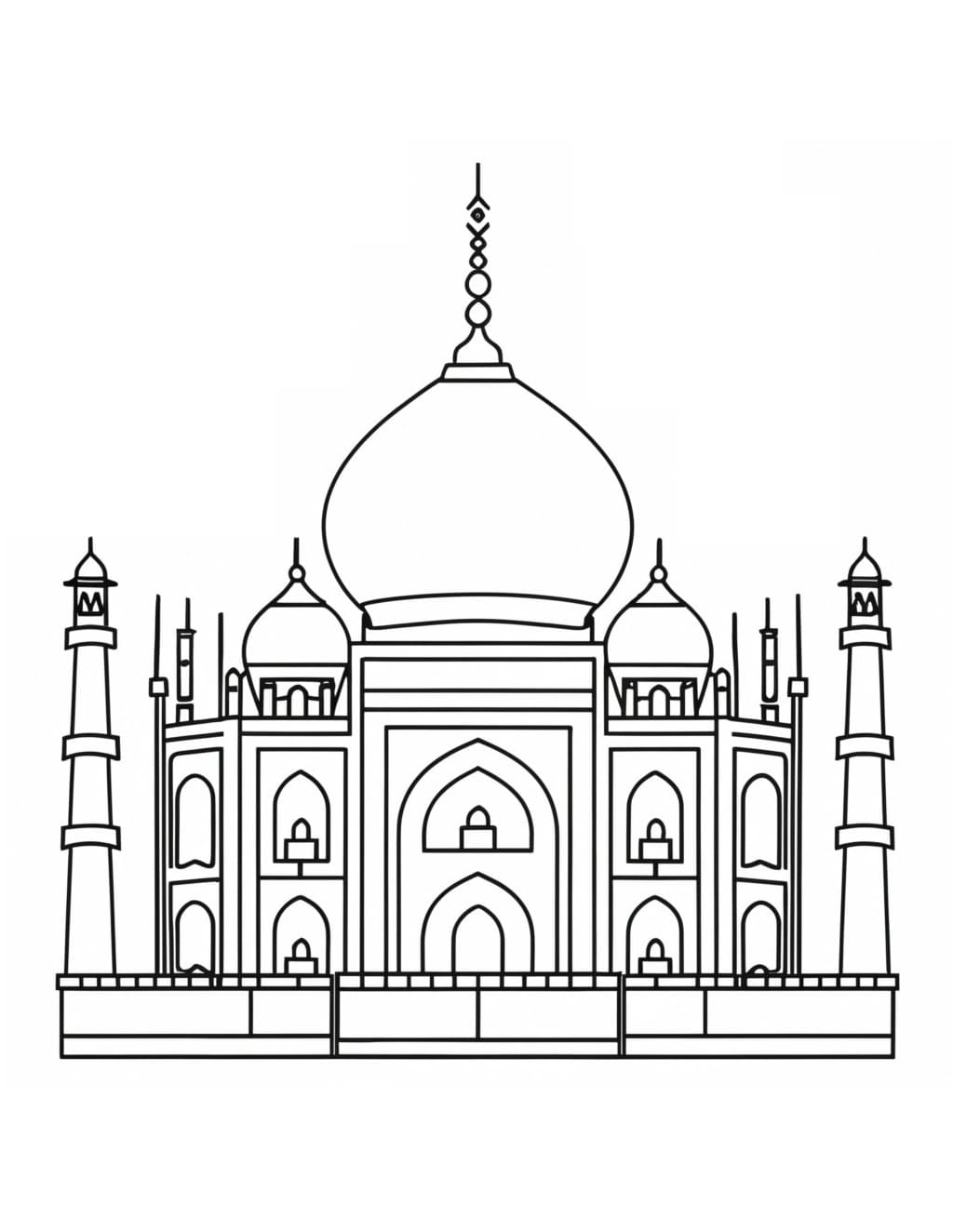 Taj mahal free printable coloring page