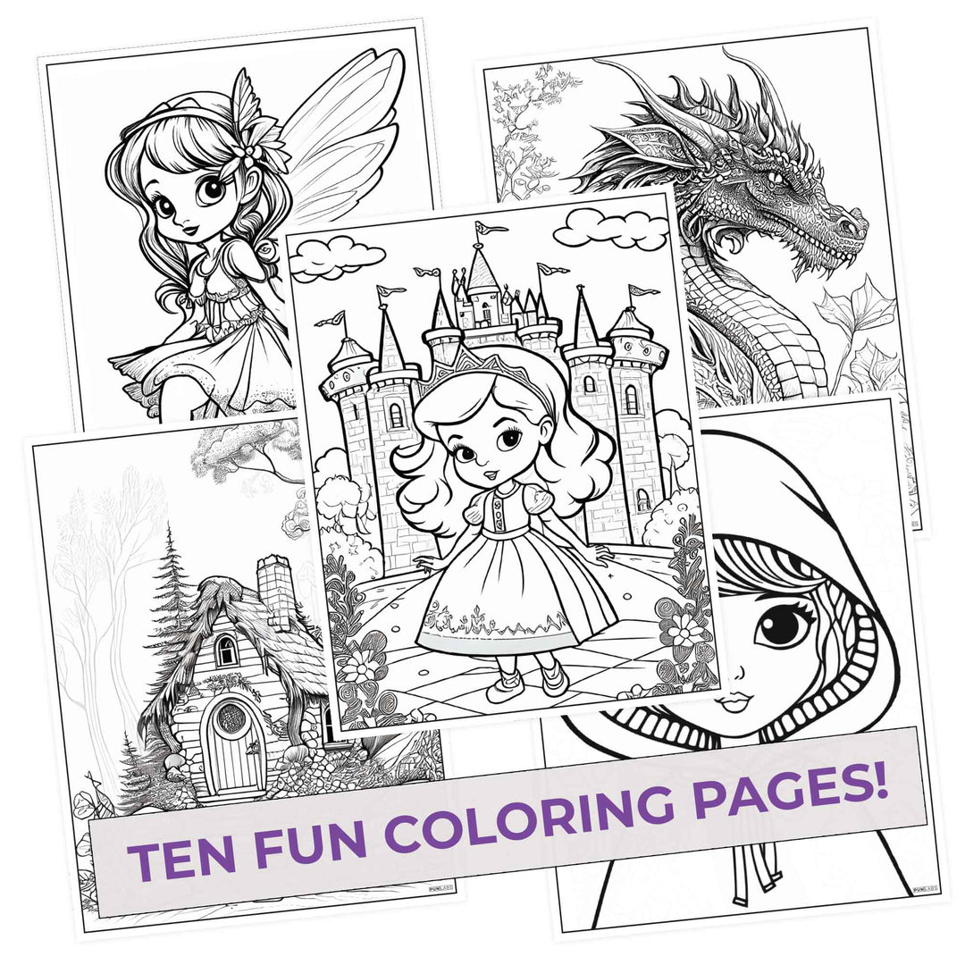 Fairy tale inspired coloring pages