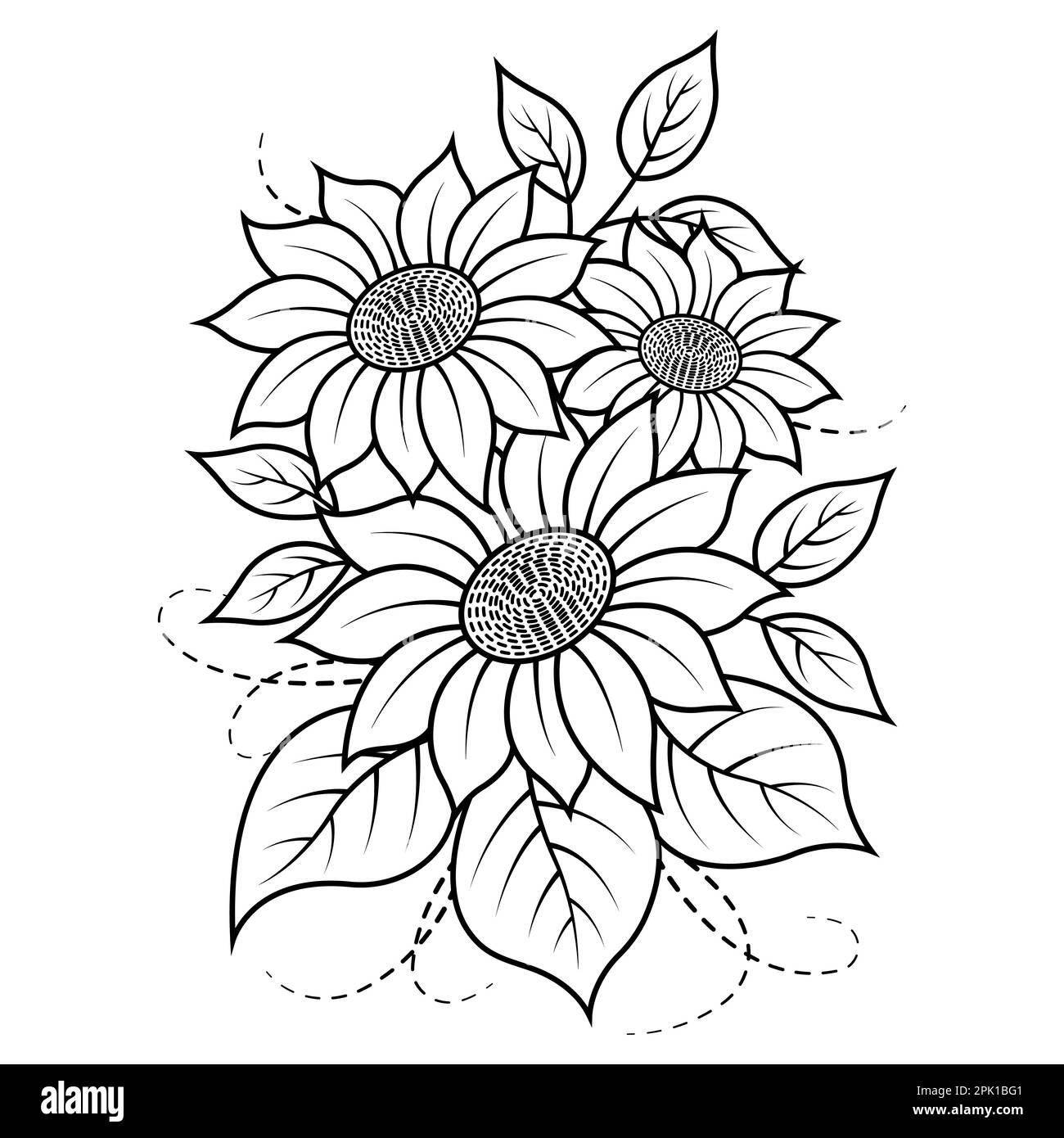 Plantas flor colorear imãgen de stock en blanco y negro