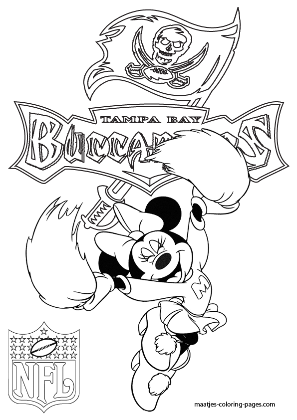 Tampa bay buccaneers minnie mouse cheerleader coloring pages