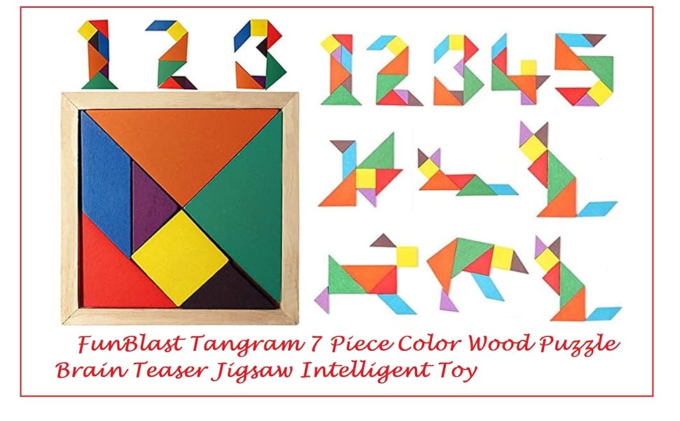 Funblast wooden tangram jigsaw md puzzle telligent blocks for kids multicolor toys games