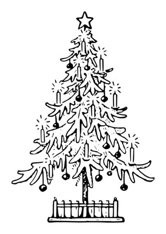 Vintage lutz xmas tree outline coloring page free printable coloring pages