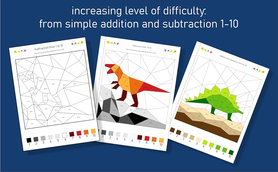 Lor by math dinosaurs addition and subtraction workbook for kids ages