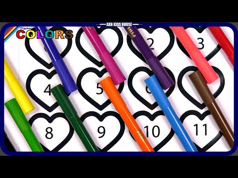 Heart coloring page glitter learn colors and numbers for children akn kids house