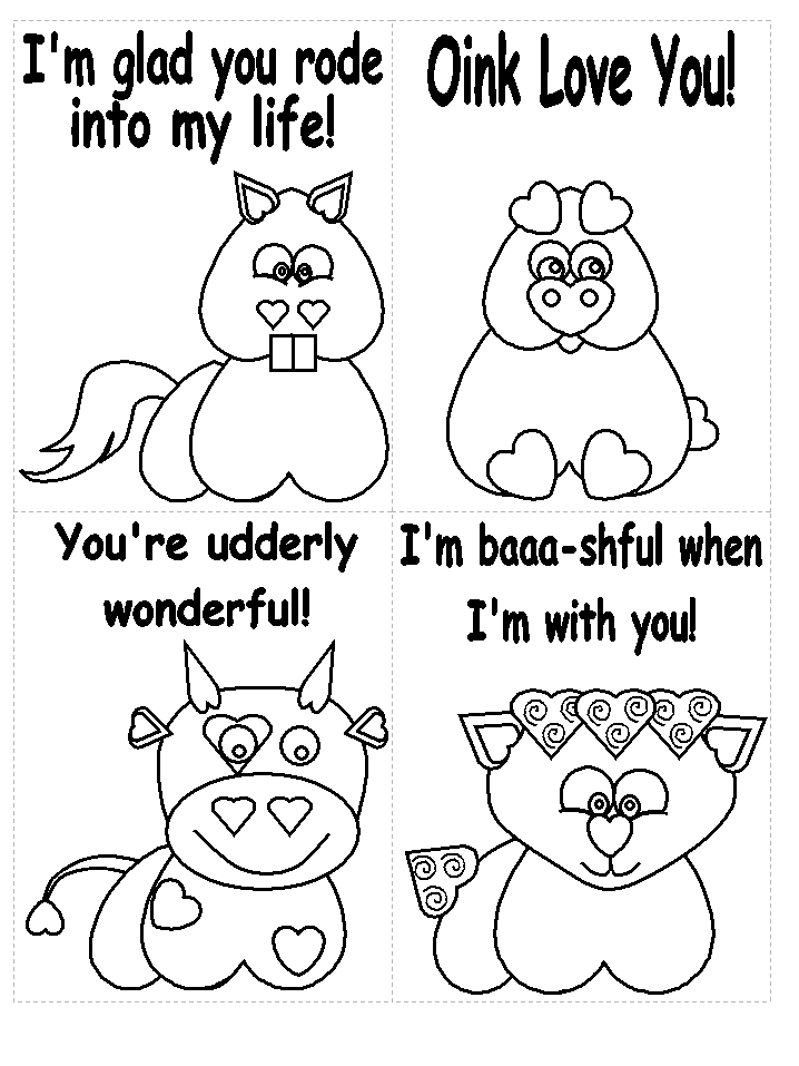 Fichas de inglãs para niãos cards san valentin