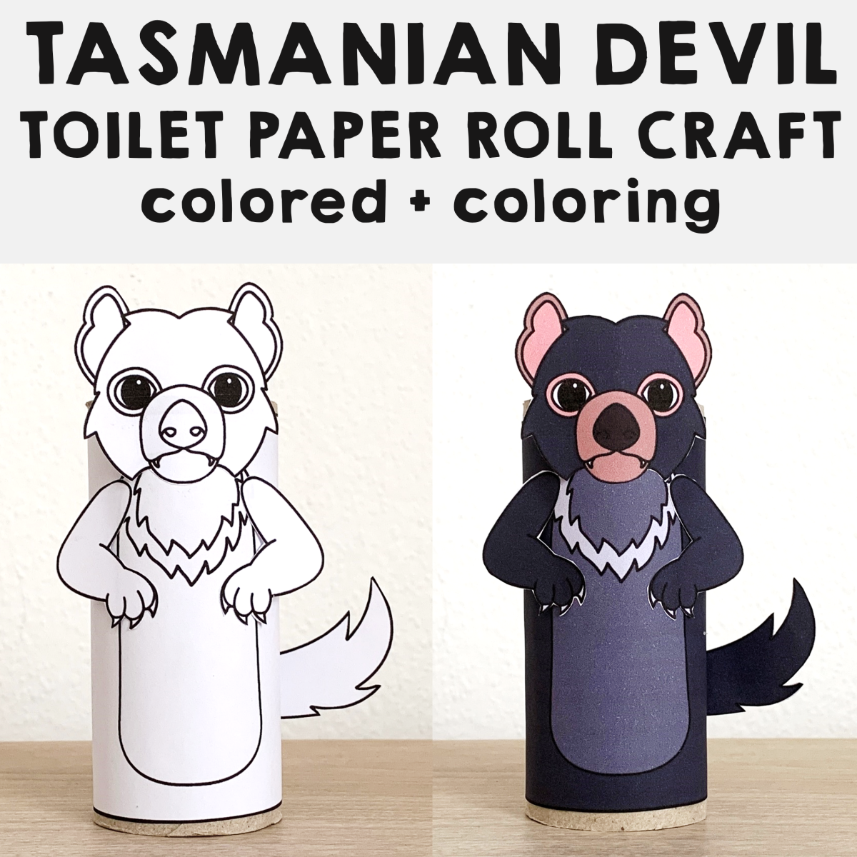Tasmanian devil toilet paper roll craft printable australian animal activity made by teachers