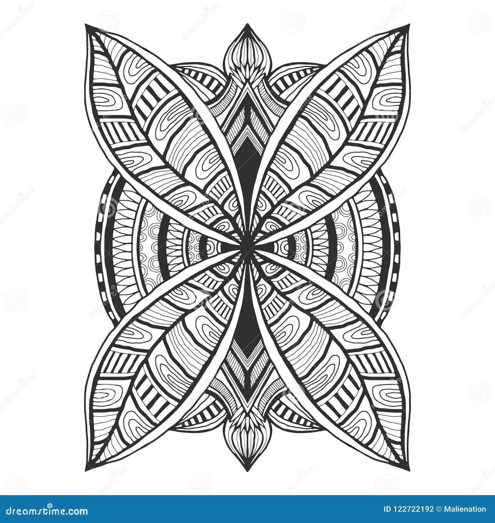 Ornamental tattoo design unique ornament pattern vector for adult coloring page or decoration creative interior print stock vector