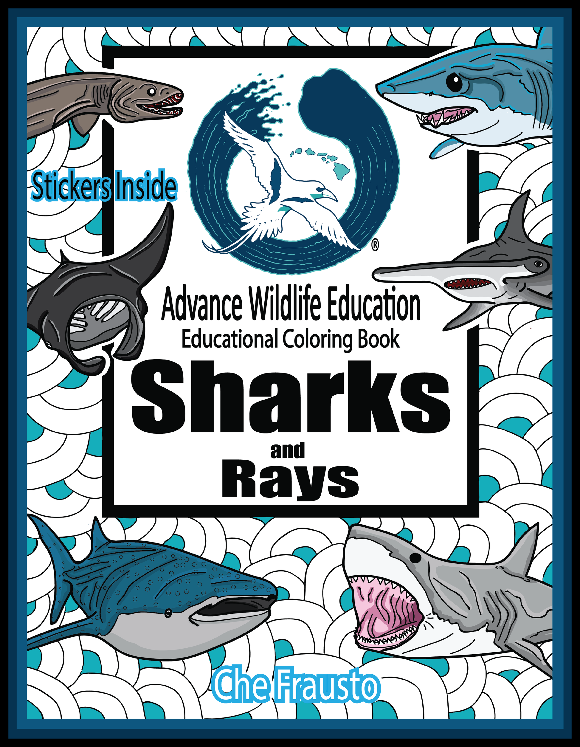 Libro educativo para colorear tiburones y rayas â advance wildlife education
