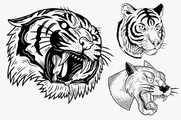 Vector e ilustracion de tatuaje tigre para dcargar gratis