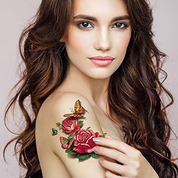 Zitiany calanãas temporales de tatuajes de flores rosas mariposas y varios colores estilo mixto tatuajes temporales para mujeres niãas o niãos hoja belleza y cuidado personal
