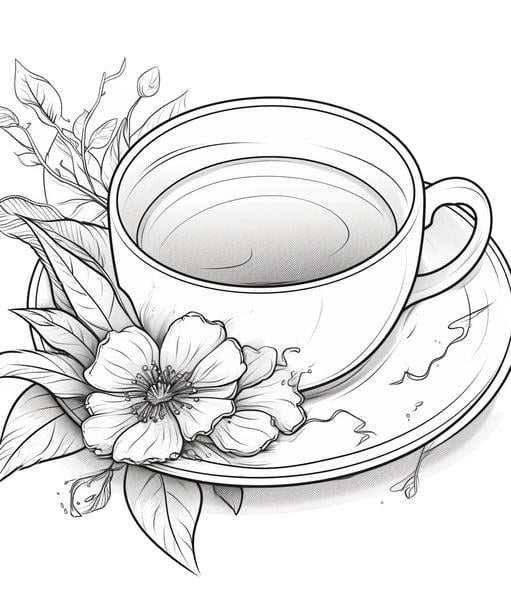 Free printable coffee tea coloring pages list