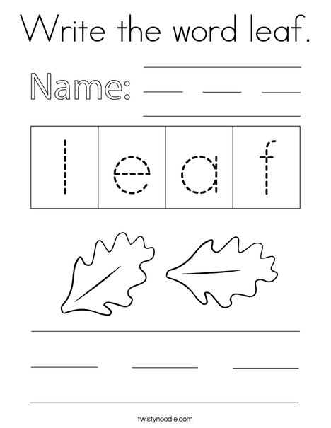 Write the word leaf coloring page