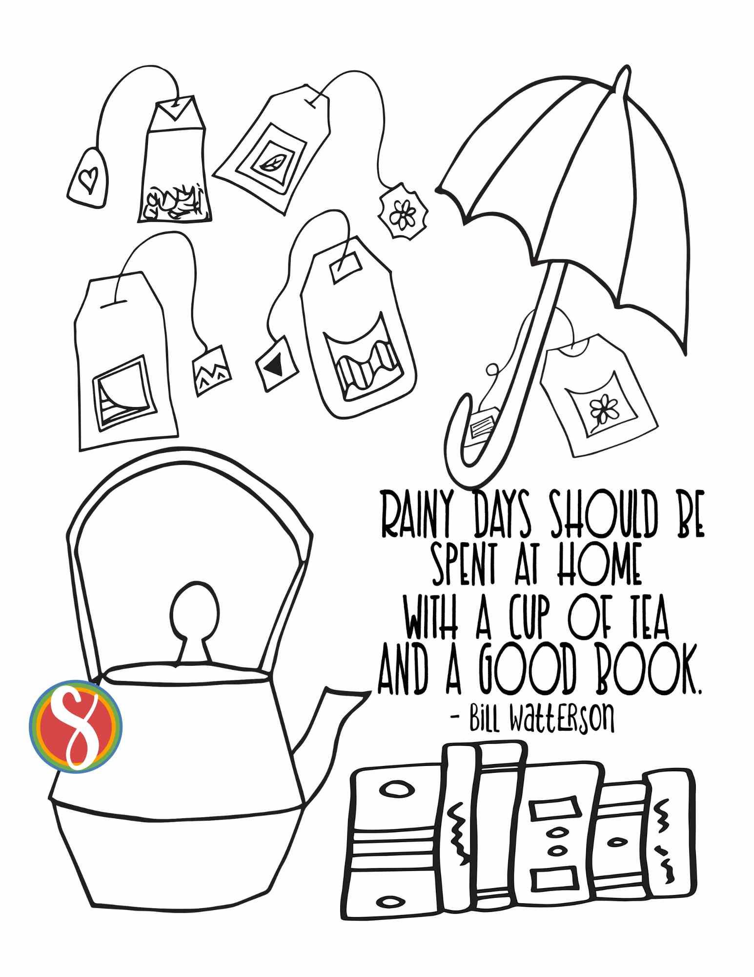Free tea coloring pages â stevie doodles