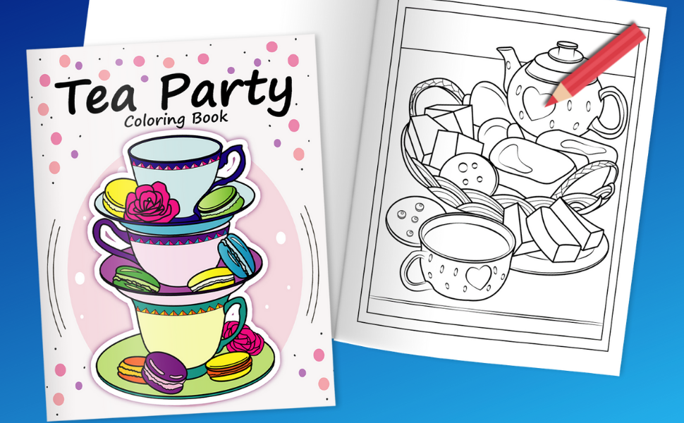 Tea party coloring book tea coloring for kids earjeeniha books