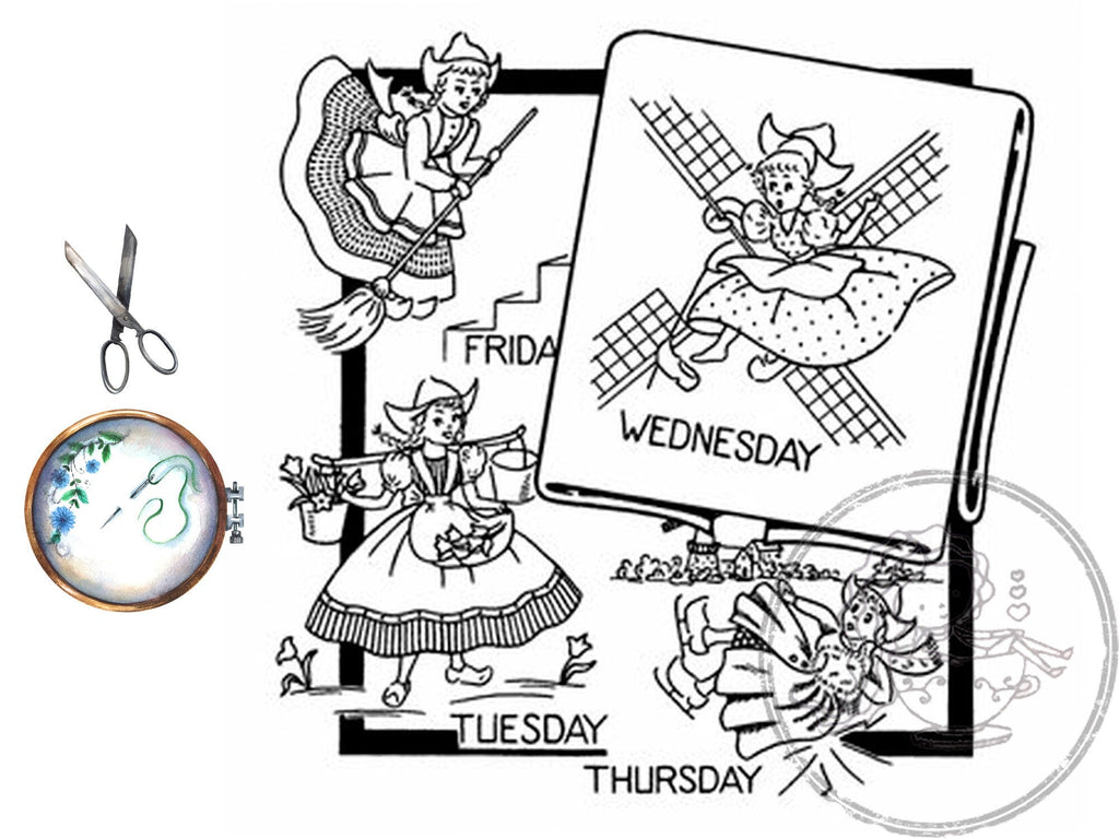 Dutch girl tea towel transfer pattern hot iron transfers aunt mart â the vintage teacup