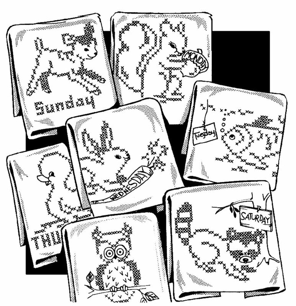 Animal tea towels cross stitch animals aunt marthas vintage â the vintage teacup