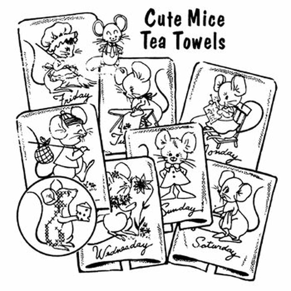 Cute mice tea towels aunt marthas vintage embroidery trans â the vintage teacup