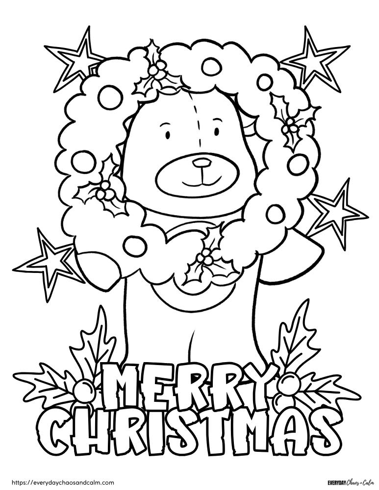 Free christmas bear coloring pages for kids