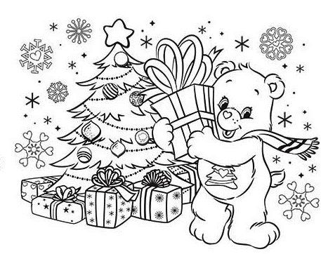 Care bears on christmas day coloring sheet bear coloring pages christmas coloring pages cute coloring pages