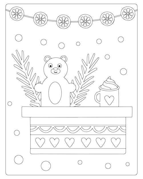 Premium vector christmas coloring page premium vector for kids
