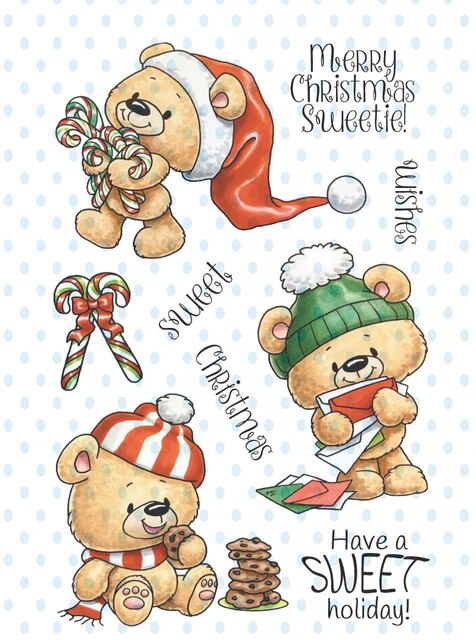 New teddy bear chritma weet clear tamp et for craft making paper greeting card crapbooking candy cane cutting die