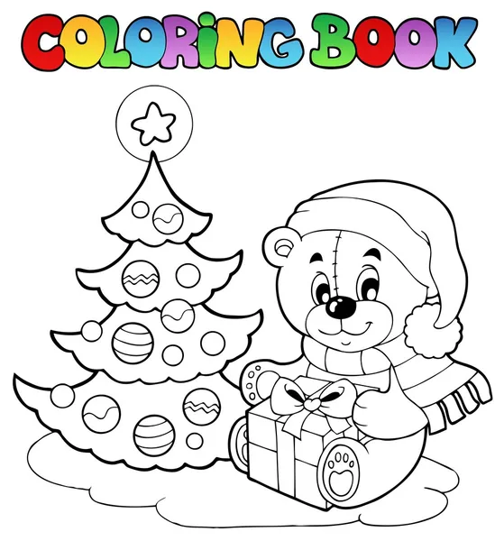 Coloring book christmas teddy bear stock vector by clairev