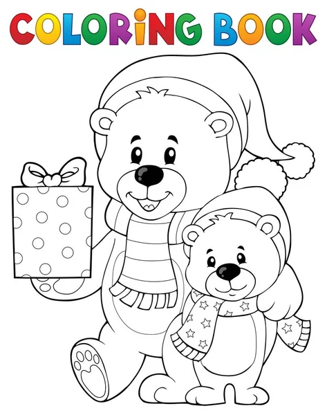 Coloring book christmas teddy bear stock vector by clairev
