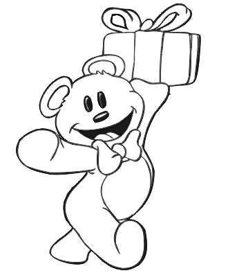 Printable coloring birthday card teddy bear