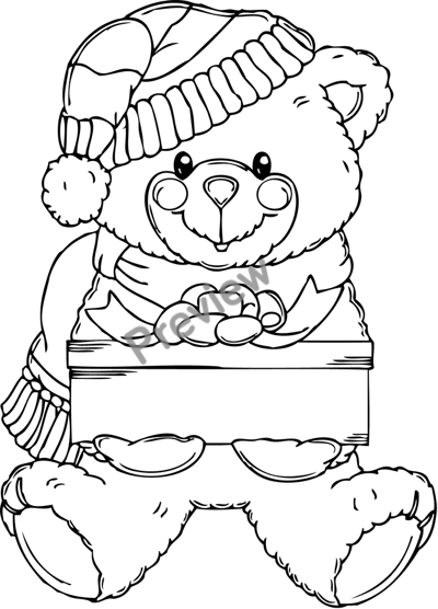 Free printable christmas bear coloring page