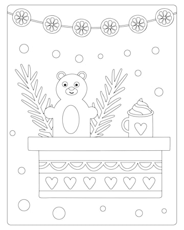 Premium vector christmas coloring page premium vector for kids