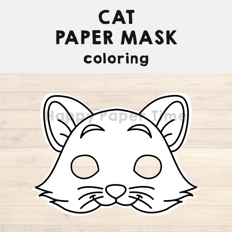 Cat paper mask printable pet animal coloring costume craft activity template made by teachers