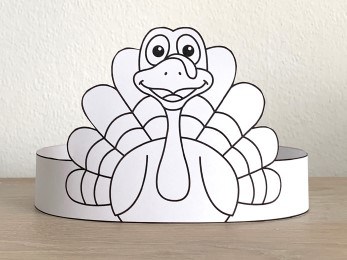 Turkey coloring paper hat thanksgiving craft for kids