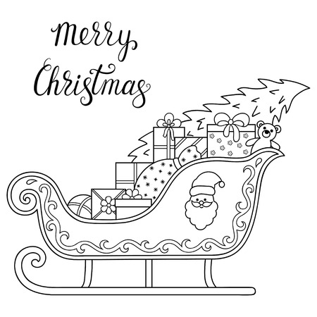 Christmas sleigh coloring stock vector illustration and royalty free christmas sleigh coloring clipart