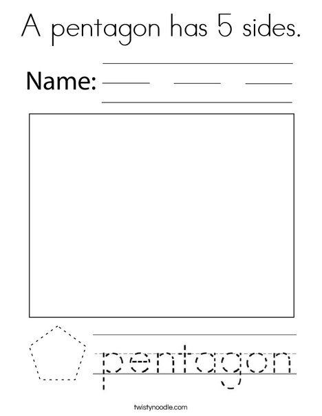 A pentagon has sides coloring page
