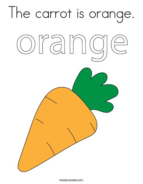 The carrot is orange coloring page