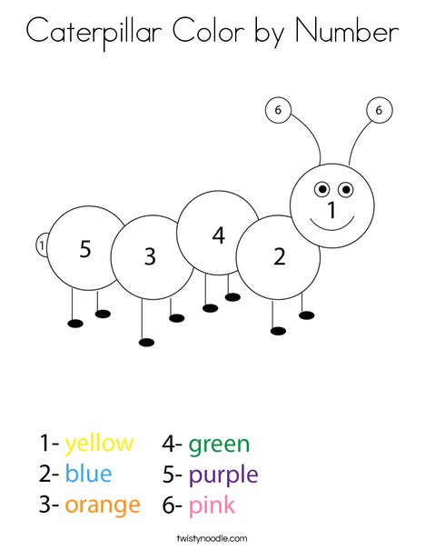 Caterpillar color by number coloring page