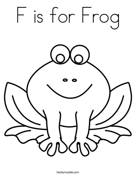 F is for frog coloring page