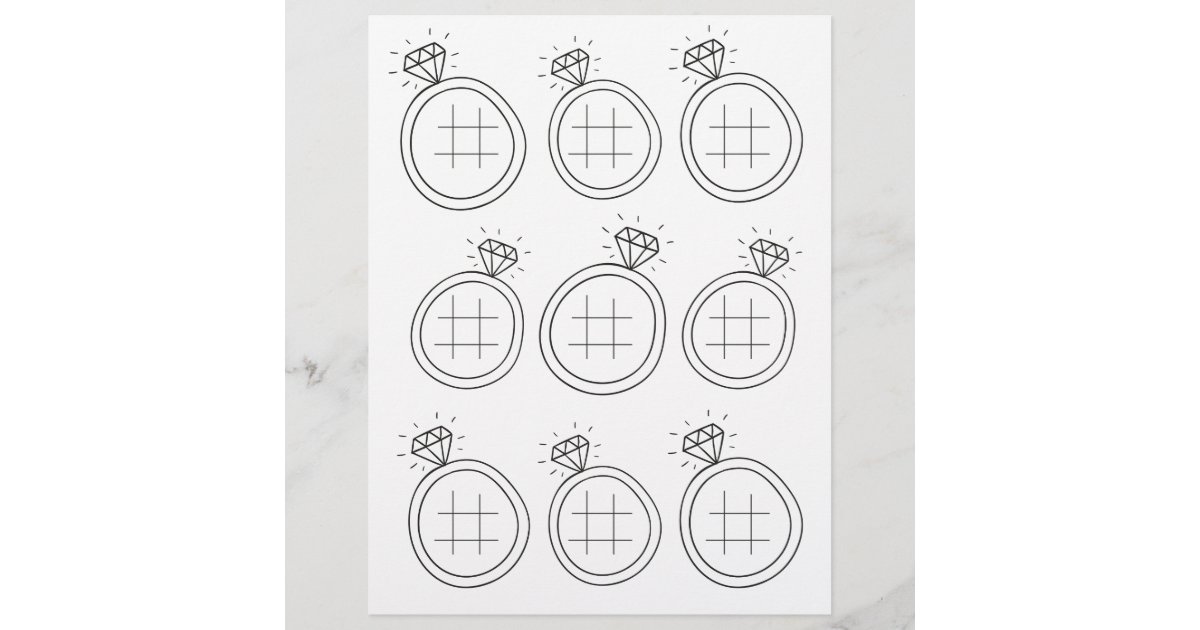 Illustrated tic tac toe wedding activity page