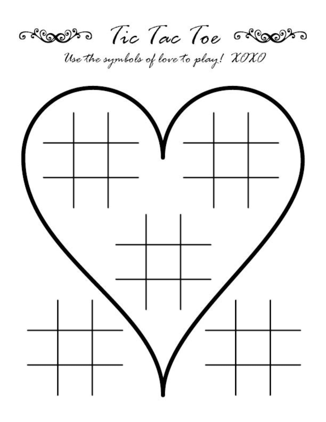 Tic tac toe wedding activity page