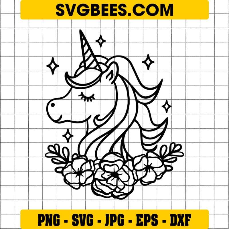 Unicorn line art svg unicorn orchid svg flower unicorn svg