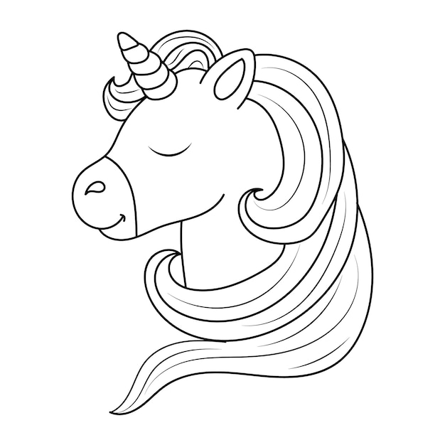 Premium vector unicorn kids line art coloring page vector blank printable design for children