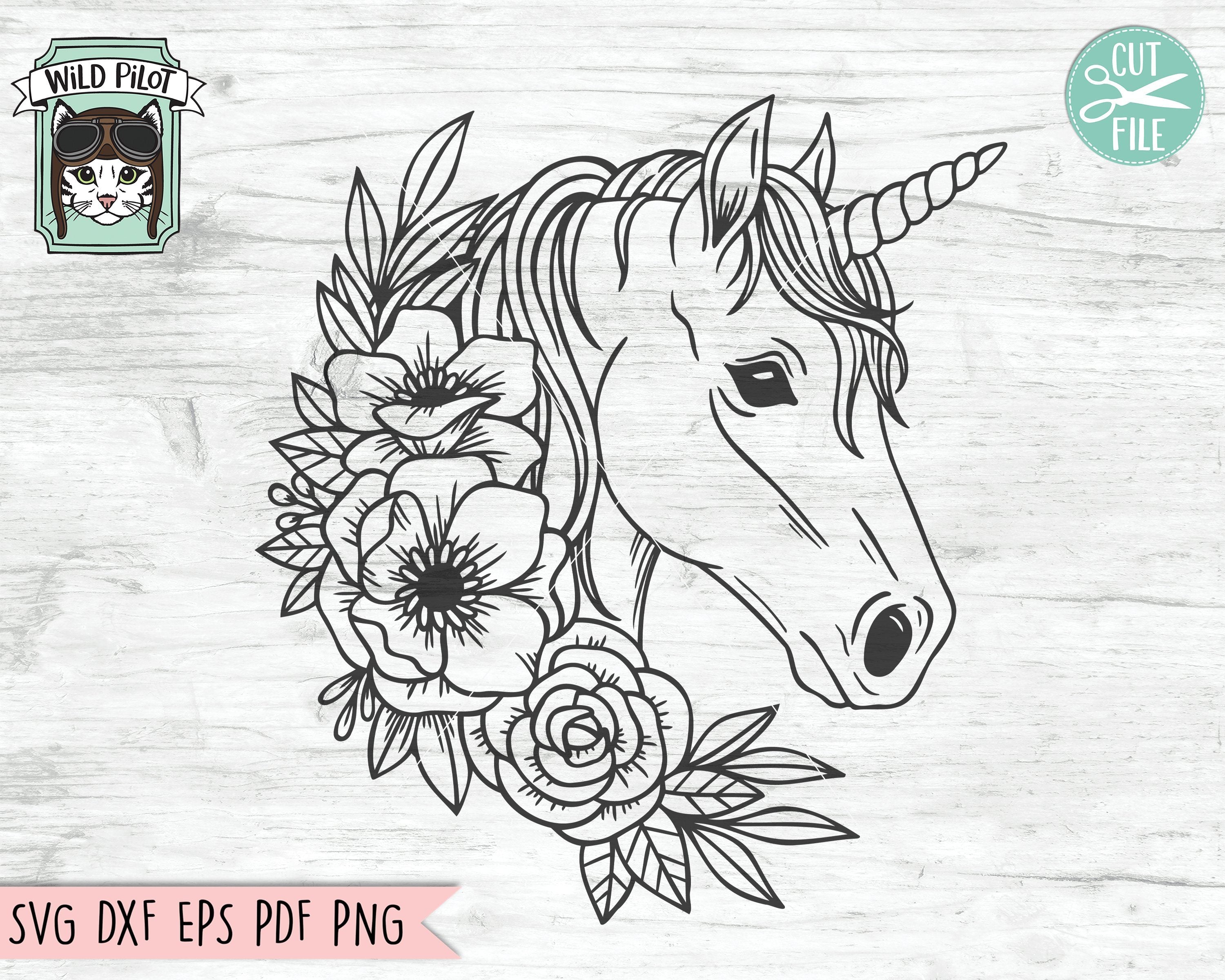 Floral unicorn svg cut file
