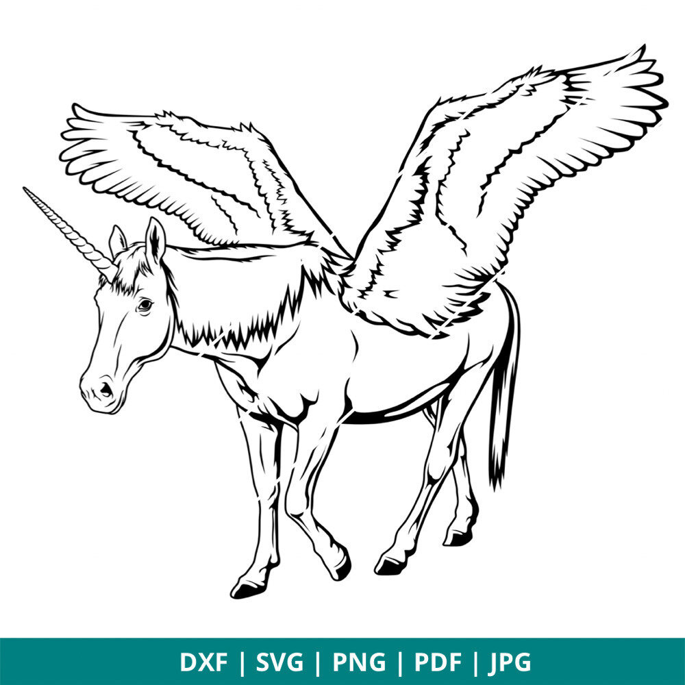 Unicorn dxf jpg png svg pdf